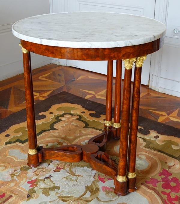 Empire mahogany and ormolu pedestal table attributed to Sebastien Youf