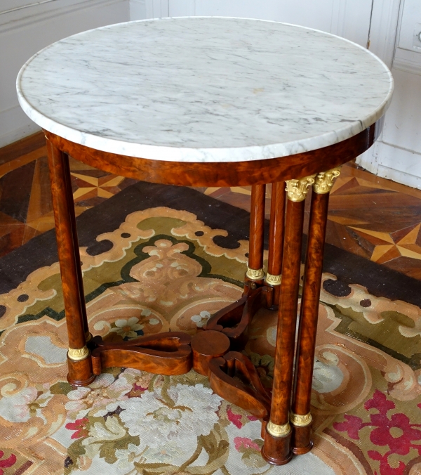 Empire mahogany and ormolu pedestal table attributed to Sebastien Youf