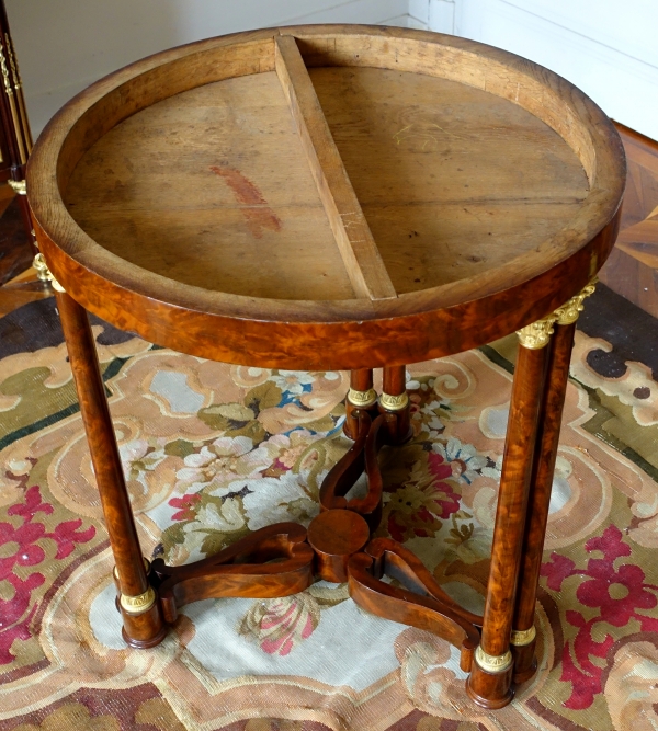 Empire mahogany and ormolu pedestal table attributed to Sebastien Youf