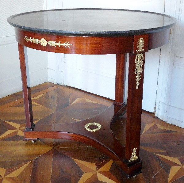 Empire mahogany & ormolu living room table, attributed to Marcion