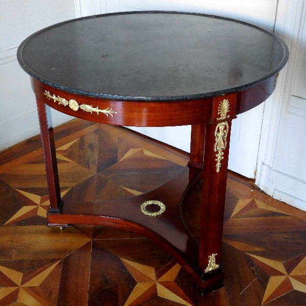 Empire mahogany & ormolu living room table, attributed to Marcion