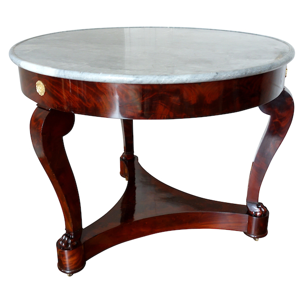 Empire mahogany and ormolu pedestal table or dining table, early 19th century