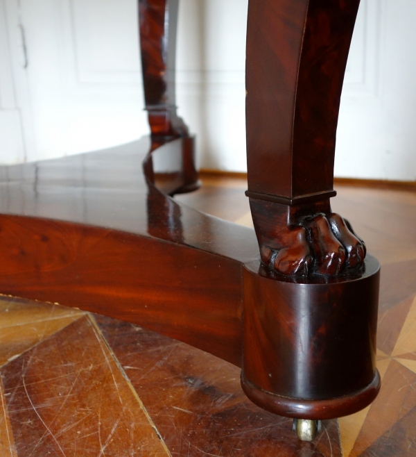 Empire mahogany and ormolu pedestal table or dining table, early 19th century