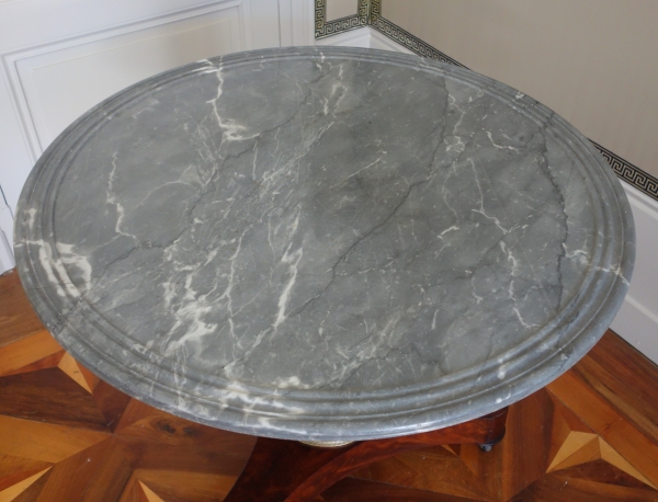 Empire mahogany pedestal table, blue Turquin marble, 19th century circa 1820