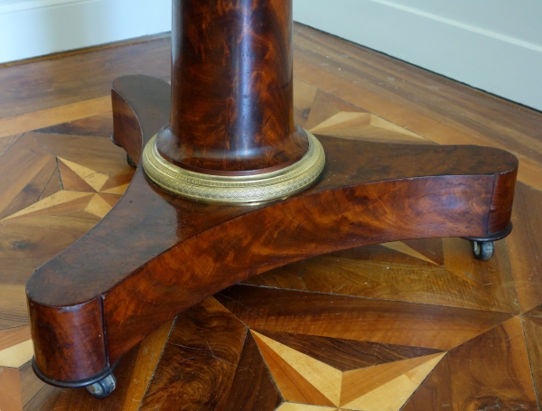 Empire mahogany pedestal table, blue Turquin marble, 19th century circa 1820