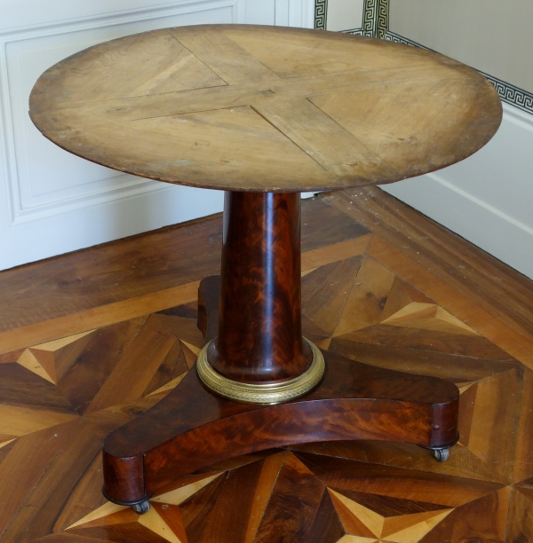 Empire mahogany pedestal table, blue Turquin marble, 19th century circa 1820