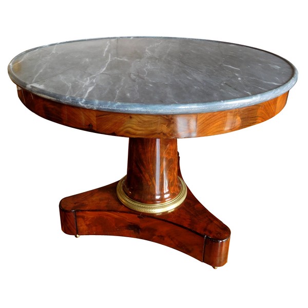 Empire mahogany pedestal table, blue Turquin marble, early 19th century