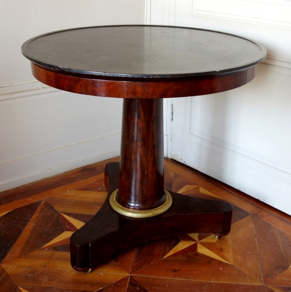 Mahogany and marble so-called cabaret table, Empire period, early 19th century