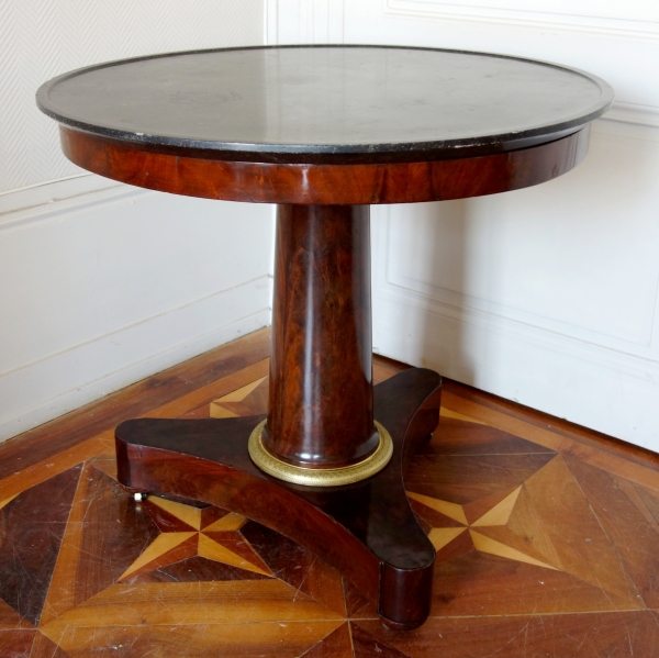 Mahogany and marble so-called cabaret table, Empire period, early 19th century