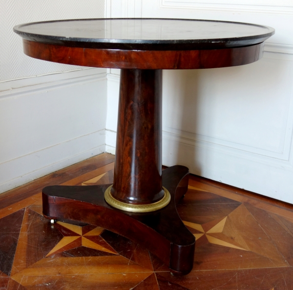 Mahogany and marble so-called cabaret table, Empire period, early 19th century