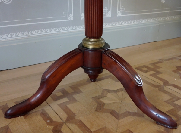 Directoire library table / large pedestal table - mahogany & marble, late 18th century