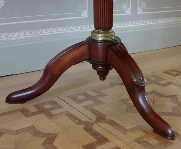 Directoire library table / large pedestal table - mahogany & marble, late 18th century