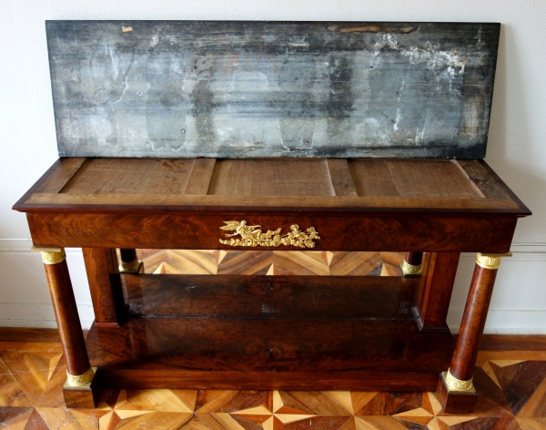 Importante console d'époque Empire en acajou et bronze doré, attribuée à Jacob Desmalter