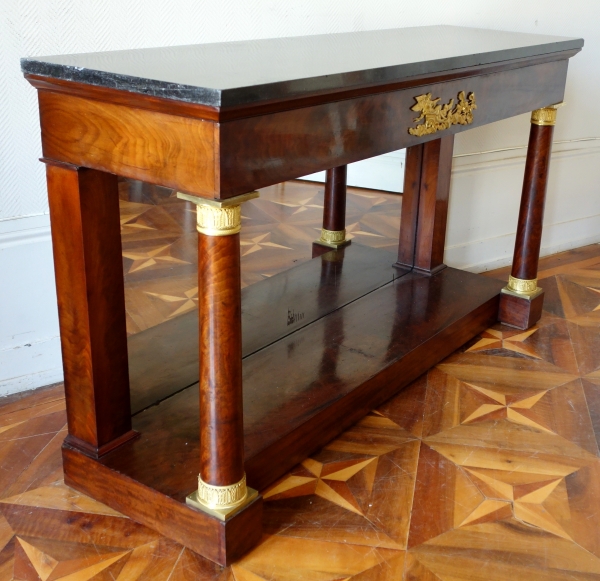 Importante console d'époque Empire en acajou et bronze doré, attribuée à Jacob Desmalter