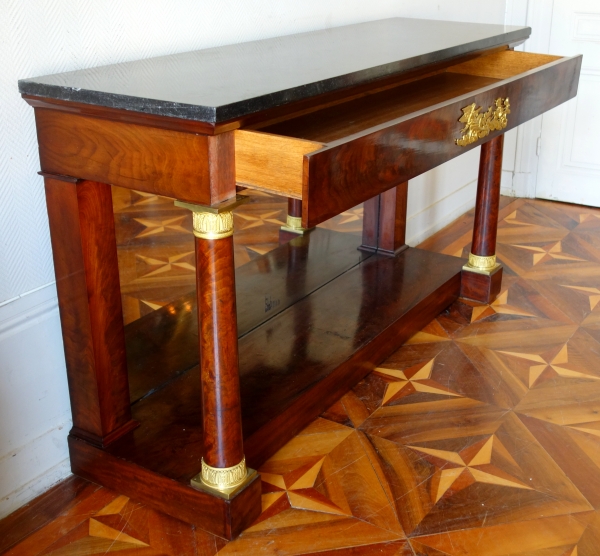 Importante console d'époque Empire en acajou et bronze doré, attribuée à Jacob Desmalter