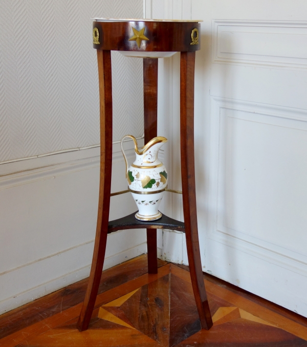 Rare Empire porcelain washbasin and mahogany tripod, early 19th century