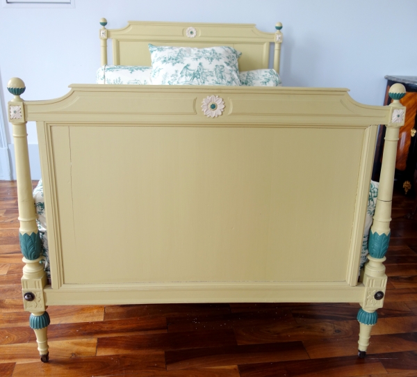 Late 18th century lacquered wood bed with full bedding, circa 1790