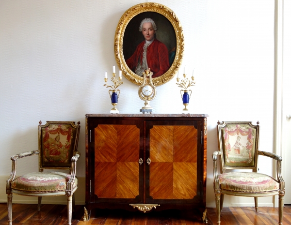 Nicolas Alexandre Lapie : Louis XVI rosewood and amaranth marquetry sideboard - stamped