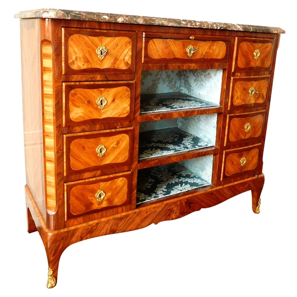 Rare Louis XV marquetry chest of drawers, 18th century circa 1760