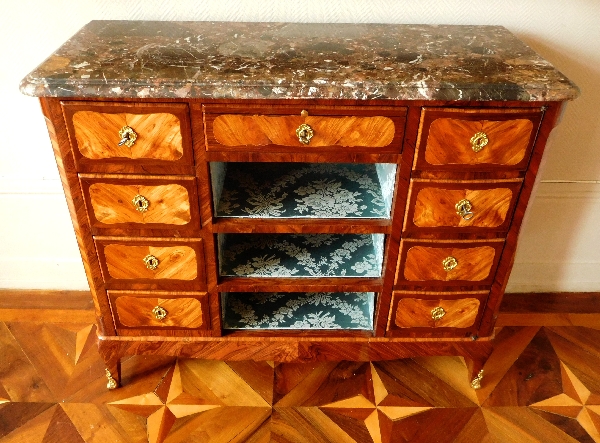 Meuble commode cartonnier en marqueterie d'époque Louis XV