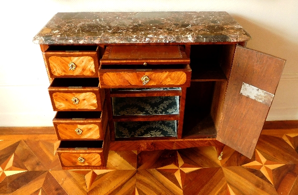 Meuble commode cartonnier en marqueterie d'époque Louis XV