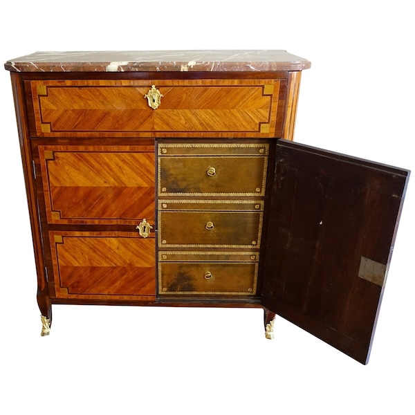 Marquetry sideboard fit with carton boxes inside, 18th century