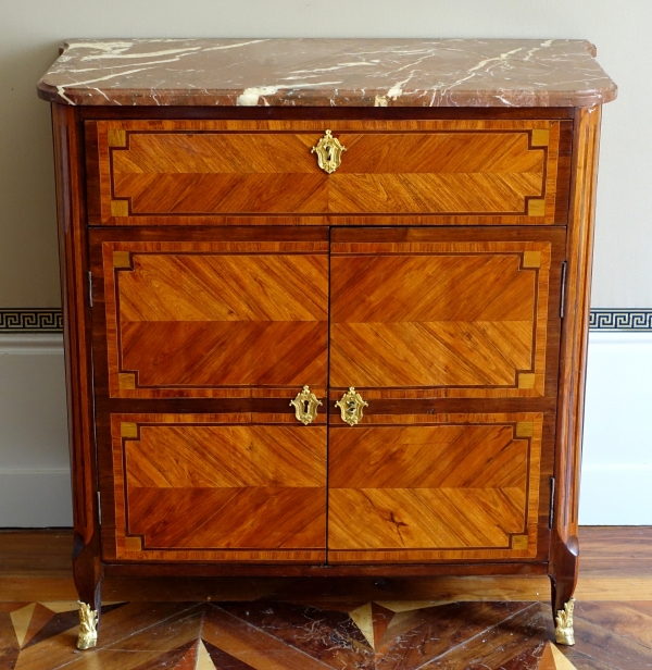 Marquetry sideboard fit with carton boxes inside, 18th century