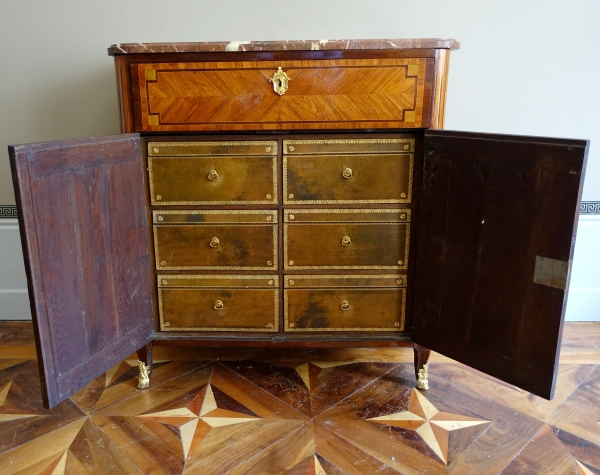 Marquetry sideboard fit with carton boxes inside, 18th century