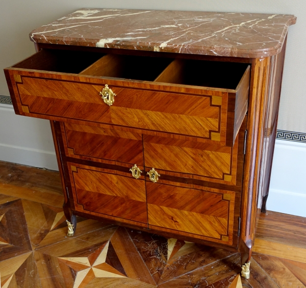 Marquetry sideboard fit with carton boxes inside, 18th century