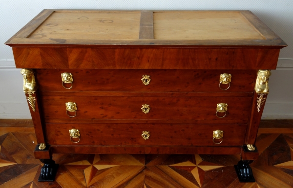 Consulate mahogany writing desk and commode, early 19th century circa 1800