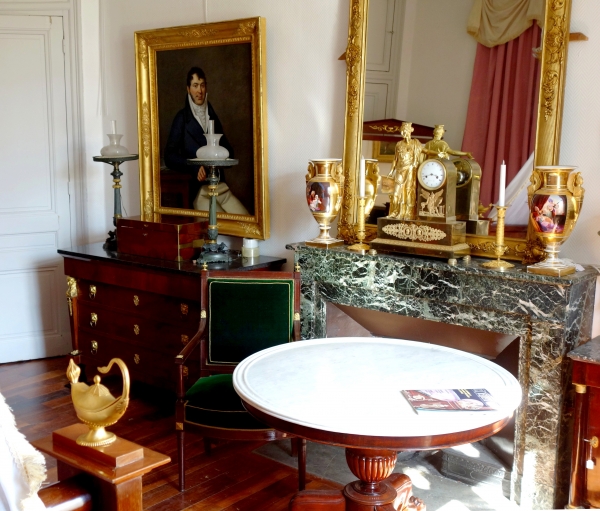 Consulate mahogany writing desk and commode, early 19th century circa 1800