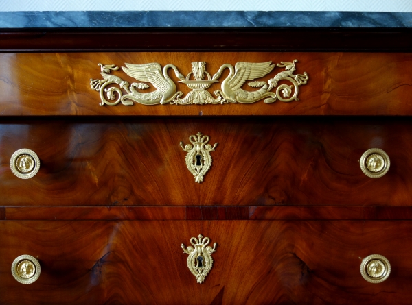 Empire mahogany writing desk and commode, early 19th century circa 1810