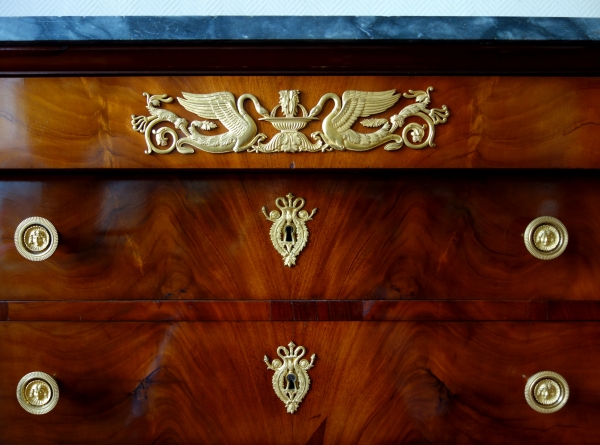 Empire mahogany writing desk and commode, early 19th century circa 1810