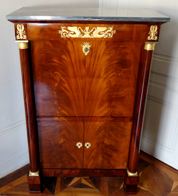 Empire mahogany writing desk and commode, early 19th century circa 1810