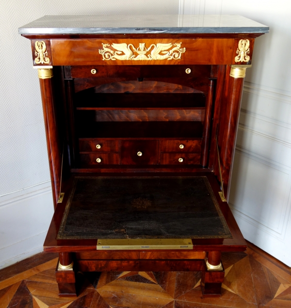 Empire mahogany writing desk and commode, early 19th century circa 1810