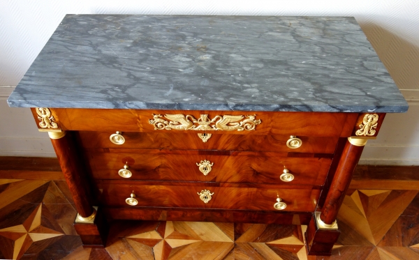 Empire mahogany writing desk and commode, early 19th century circa 1810