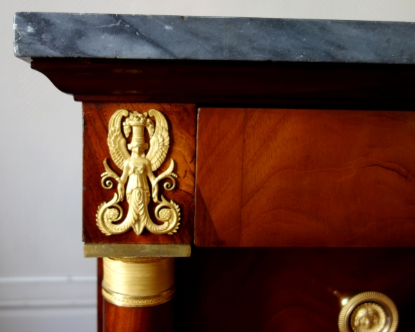 Empire mahogany writing desk and commode, early 19th century circa 1810