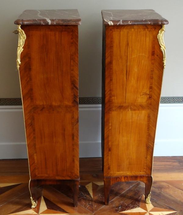 Paire de chiffonniers en marqueterie, époque Louis XV - XVIIIe siècle