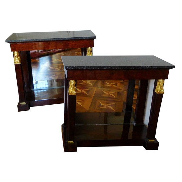 Pair of Empire mahogany & ormolu consoles - France circa 1800