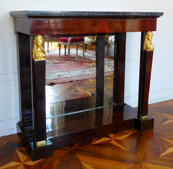 Pair of Empire mahogany & ormolu consoles - France circa 1800