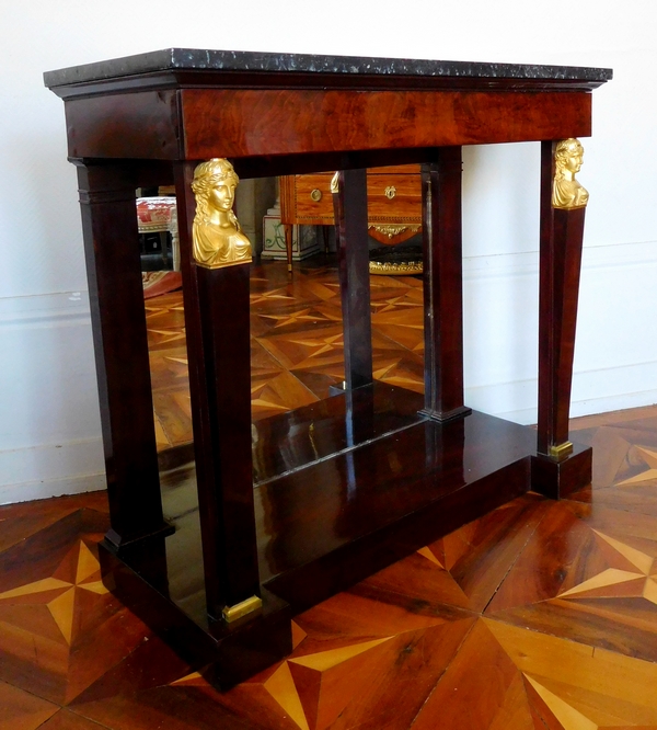 Pair of Empire mahogany & ormolu consoles - France circa 1800