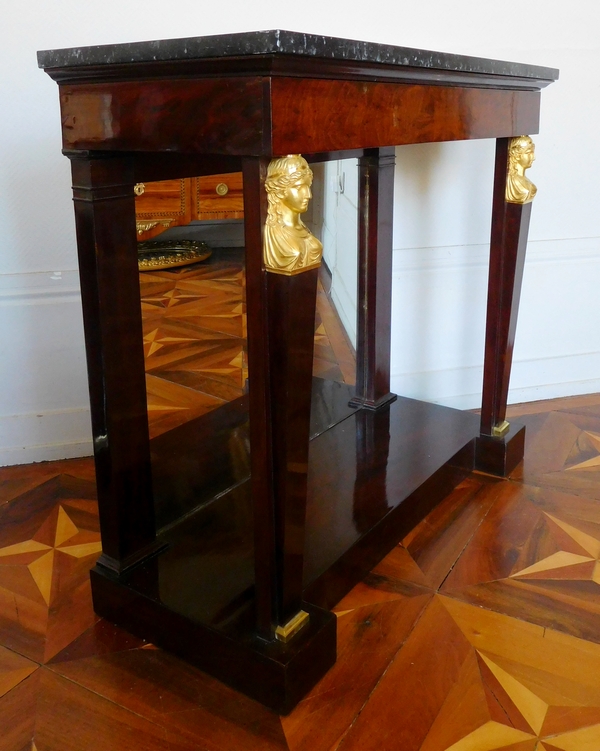 Pair of Empire mahogany & ormolu consoles - France circa 1800