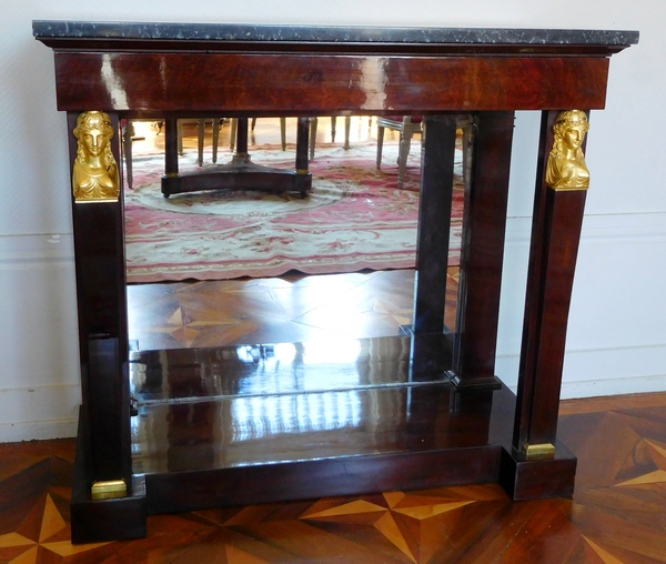 Pair of Empire mahogany & ormolu consoles - France circa 1800