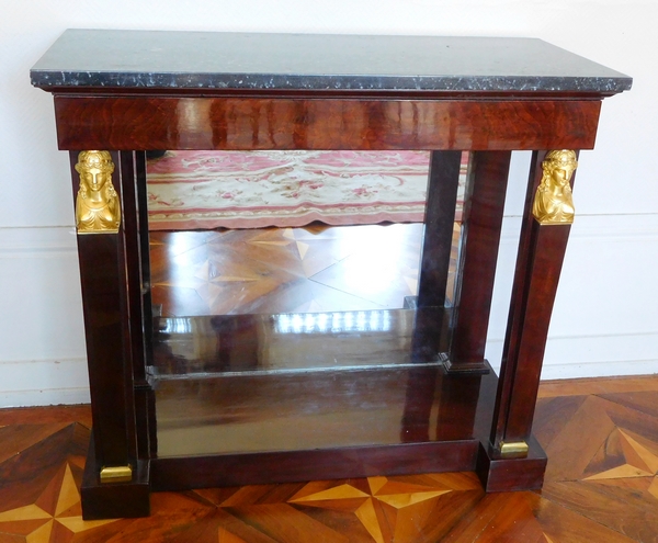 Pair of Empire mahogany & ormolu consoles - France circa 1800