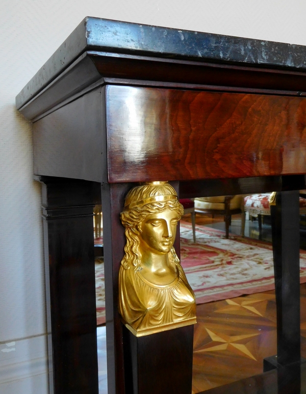 Pair of Empire mahogany & ormolu consoles - France circa 1800