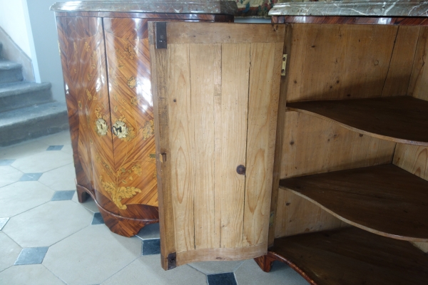 Pair of Louis XV rosewood marquetry corner cupboards - 18th century