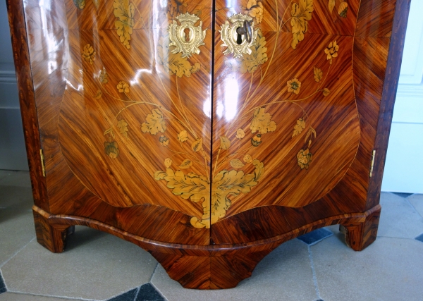 Pair of Louis XV rosewood marquetry corner cupboards - 18th century