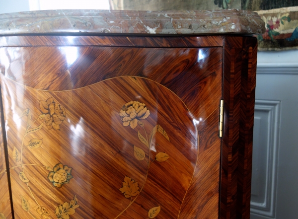 Pair of Louis XV rosewood marquetry corner cupboards - 18th century