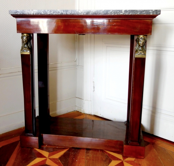 French Consulate mahogany and patinated bronze console, early 19th century circa 1800