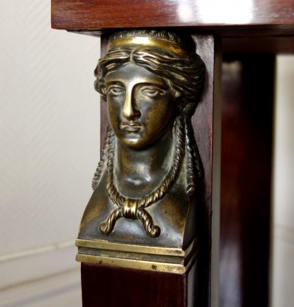 French Consulate mahogany and patinated bronze console, early 19th century circa 1800